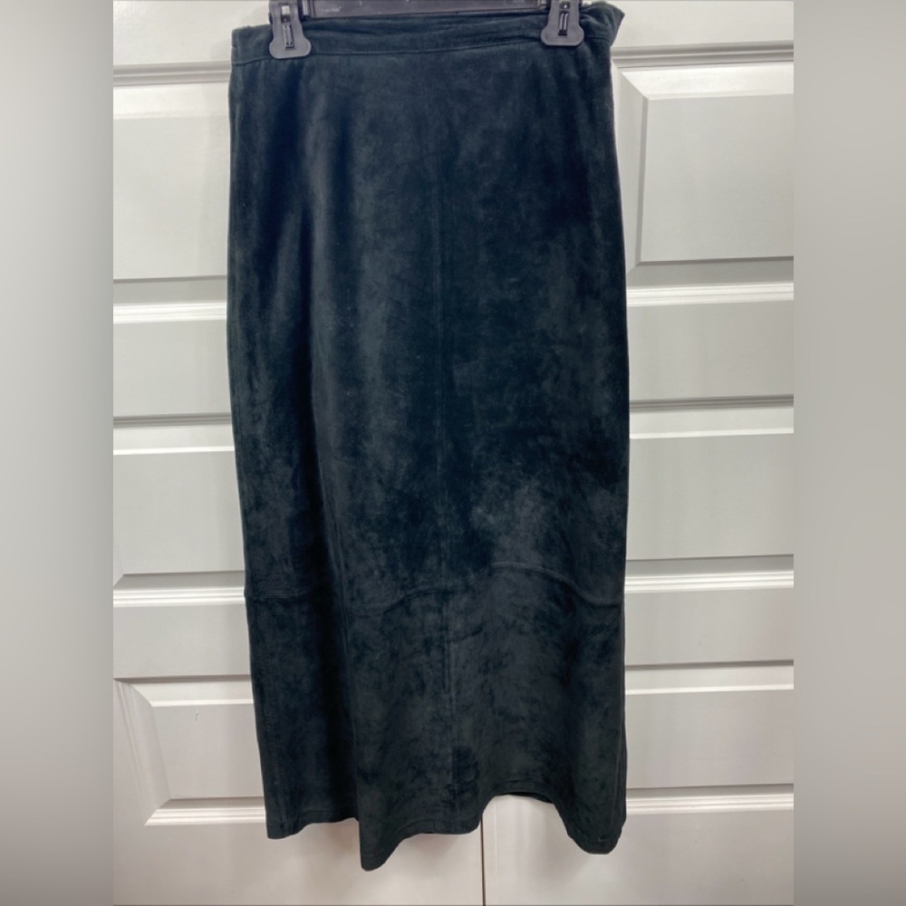 Stan Herman Studio Genuine Leather Suede Maxi Skirt Lined Boho Fall Black 6
